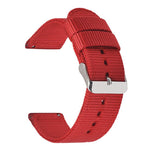 Stainless Steel Pin Buckle Solid Color Nylon Canvas Watch Band, 24mm