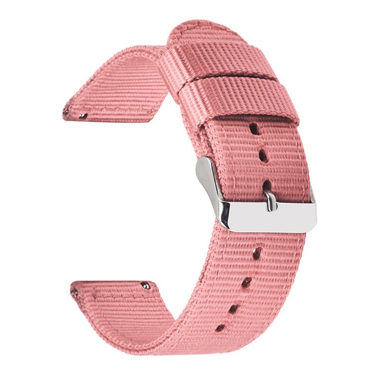 Stainless Steel Pin Buckle Solid Color Nylon Canvas Watch Band, 24mm