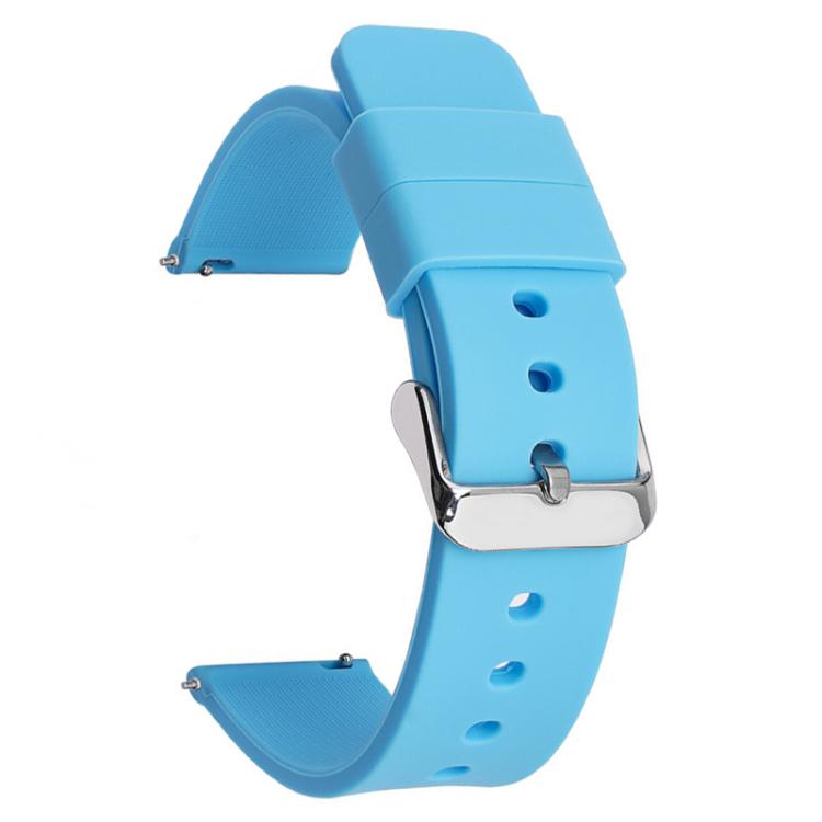 Stainless Steel Silver Pin Buckle Solid Color Silicone Waterproof Watch Band, 10mm, 12mm, 14mm, 15mm