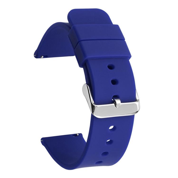 Stainless Steel Silver Pin Buckle Solid Color Silicone Waterproof Watch Band, 24mm