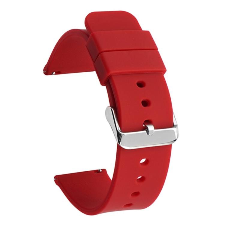 Stainless Steel Silver Pin Buckle Solid Color Silicone Waterproof Watch Band, 24mm