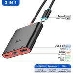 3-in-1 Type-C zu HDMI + USB 3.0 + Type-C PD Ladeanschluss Desktop-Dockingstation, für Nintendo Switch