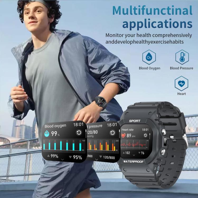 LC31 1,75 Zoll TFT-Voll-Touchscreen-Smartwatch mit Bluetooth-Anruffunktion, Outdoor-Sportfunktionen und Taschenlampe