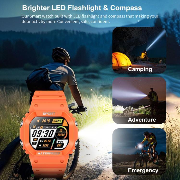 LC31 1,75 Zoll TFT-Voll-Touchscreen-Smartwatch mit Bluetooth-Anruffunktion, Outdoor-Sportfunktionen und Taschenlampe
