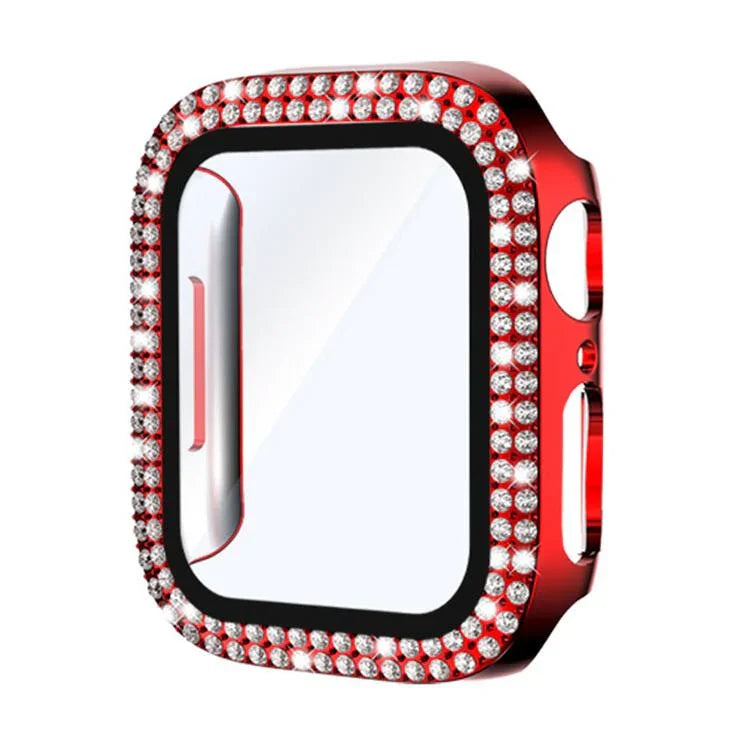 xDfind Doppelreihige Diamant-Schutzfolie aus gehärtetem Glas mit integrierter PC-Hülle für Apple Watch Series 6 / 5 / 4 / SE 44 mm, Apple Watch Series 6 / 5 / 4 / SE 40 mm, Apple Watch Series 11 46 mm / 10 46 mm, Apple Watch Series 11 42 mm / 10 42 mm ...