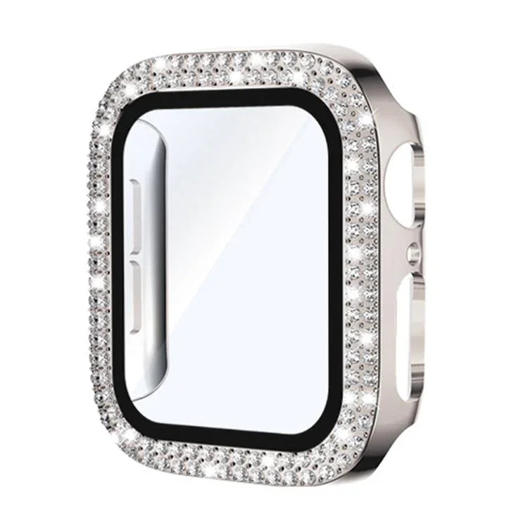xDfind Doppelreihige Diamant-Schutzfolie aus gehärtetem Glas mit integrierter PC-Hülle für Apple Watch Series 6 / 5 / 4 / SE 44 mm, Apple Watch Series 6 / 5 / 4 / SE 40 mm, Apple Watch Series 11 46 mm / 10 46 mm, Apple Watch Series 11 42 mm / 10 42 mm ...