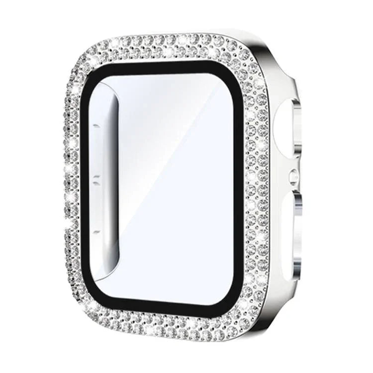 xDfind Doppelreihige Diamant-Schutzfolie aus gehärtetem Glas mit integrierter PC-Hülle für Apple Watch Series 6 / 5 / 4 / SE 44 mm, Apple Watch Series 6 / 5 / 4 / SE 40 mm, Apple Watch Series 11 46 mm / 10 46 mm, Apple Watch Series 11 42 mm / 10 42 mm ...