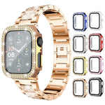 xDfind Doppeltreihiger Diamant-Schutzglasfolie Integrierte PC-Uhrenabdeckung, für Apple Watch Series 9 / 8 / 7 41mm, für Apple Watch Series 3 / 2 / 1 38mm, für Apple Watch Series 3 / 2 / 1 42mm