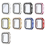 xDfind Doppeltreihiger Diamant-Schutzglasfolie Integrierte PC-Uhrenabdeckung, für Apple Watch Series 9 / 8 / 7 41mm, für Apple Watch Series 3 / 2 / 1 38mm, für Apple Watch Series 3 / 2 / 1 42mm