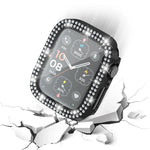 xDfind Doppelreihige Diamant-Schutzfolie aus gehärtetem Glas mit integrierter PC-Hülle für Apple Watch Series 6 / 5 / 4 / SE 44 mm, Apple Watch Series 6 / 5 / 4 / SE 40 mm, Apple Watch Series 11 46 mm / 10 46 mm, Apple Watch Series 11 42 mm / 10 42 mm ...