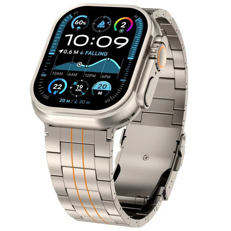 Dreifach-Sicherheitsverschluss-Armband aus Titanlegierung, passend für Apple Watch 46 mm / 49 mm / 45 mm / 44 mm und 42 mm / 41 mm / 40 mm / 38 mm