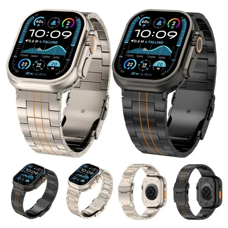 Dreifach-Sicherheitsverschluss-Armband aus Titanlegierung, passend für Apple Watch 46 mm / 49 mm / 45 mm / 44 mm und 42 mm / 41 mm / 40 mm / 38 mm