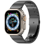 Flaches Uhrenarmband aus Titanlegierung mit Schnellverschluss und einer Perle, passend für Apple Watch 46 mm / 49 mm / 45 mm / 44 mm und 42 mm / 41 mm / 40 mm / 38 mm