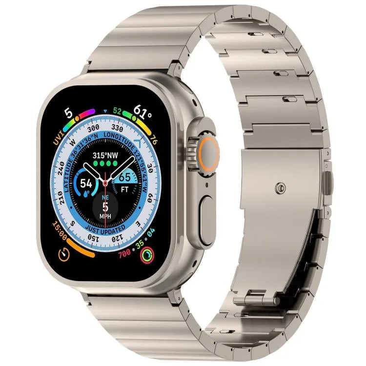 Flaches Uhrenarmband aus Titanlegierung mit Schnellverschluss und einer Perle, passend für Apple Watch 46 mm / 49 mm / 45 mm / 44 mm und 42 mm / 41 mm / 40 mm / 38 mm