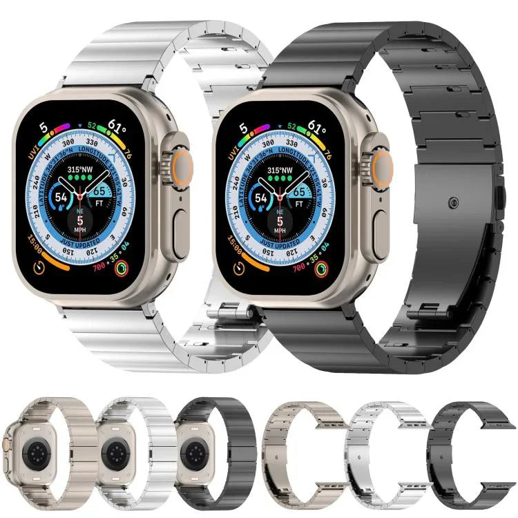 Flaches Uhrenarmband aus Titanlegierung mit Schnellverschluss und einer Perle, passend für Apple Watch 46 mm / 49 mm / 45 mm / 44 mm und 42 mm / 41 mm / 40 mm / 38 mm