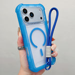 Transparente Matte TPU Hybrid PC 3-in-1 MagSafe Handyhülle mit Handgelenkschlaufe, Für iPhone 17 Pro Max, Für iPhone 17 Pro, Für iPhone 17, Für iPhone Air, Für iPhone 16 Pro Max, Für iPhone 16 Pro, Für iPhone 16 Plus, Für iPhone 16