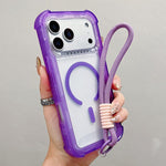 Transparente Matte TPU Hybrid PC 3-in-1 MagSafe Handyhülle mit Handgelenkschlaufe, Für iPhone 17 Pro Max, Für iPhone 17 Pro, Für iPhone 17, Für iPhone Air, Für iPhone 16 Pro Max, Für iPhone 16 Pro, Für iPhone 16 Plus, Für iPhone 16