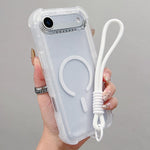 Transparente Matte TPU Hybrid PC 3-in-1 MagSafe Handyhülle mit Handgelenkschlaufe, Für iPhone 17 Pro Max, Für iPhone 17 Pro, Für iPhone 17, Für iPhone Air, Für iPhone 16 Pro Max, Für iPhone 16 Pro, Für iPhone 16 Plus, Für iPhone 16