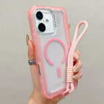 Transparente Matte TPU Hybrid PC 3-in-1 MagSafe Handyhülle mit Handgelenkschlaufe, Für iPhone 17 Pro Max, Für iPhone 17 Pro, Für iPhone 17, Für iPhone Air, Für iPhone 16 Pro Max, Für iPhone 16 Pro, Für iPhone 16 Plus, Für iPhone 16