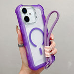 Transparente Matte TPU Hybrid PC 3-in-1 MagSafe Handyhülle mit Handgelenkschlaufe, Für iPhone 17 Pro Max, Für iPhone 17 Pro, Für iPhone 17, Für iPhone Air, Für iPhone 16 Pro Max, Für iPhone 16 Pro, Für iPhone 16 Plus, Für iPhone 16