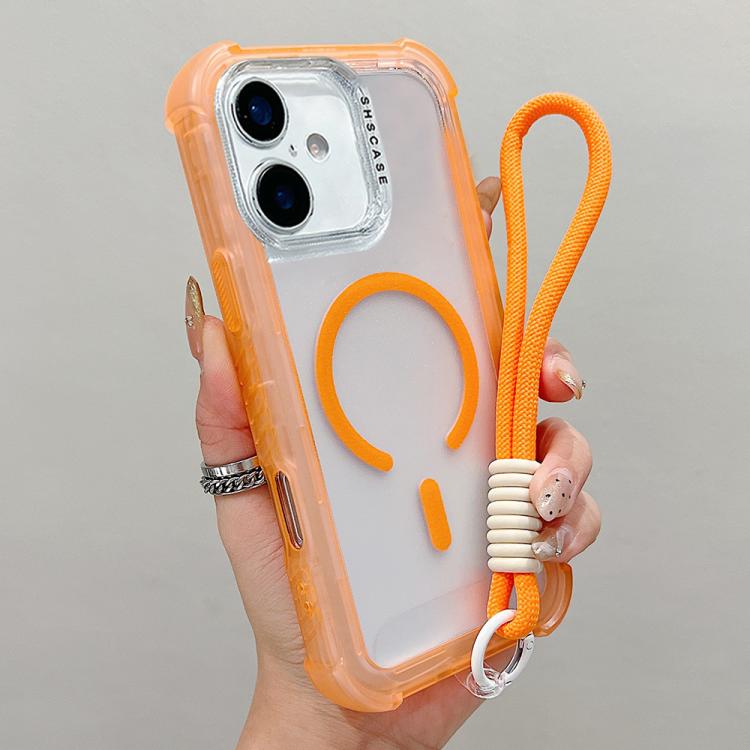 Transparente Matte TPU Hybrid PC 3-in-1 MagSafe Handyhülle mit Handgelenkschlaufe, Für iPhone 17 Pro Max, Für iPhone 17 Pro, Für iPhone 17, Für iPhone Air, Für iPhone 16 Pro Max, Für iPhone 16 Pro, Für iPhone 16 Plus, Für iPhone 16