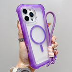 Transparente Matte TPU Hybrid PC 3-in-1 MagSafe Handyhülle mit Handgelenkschlaufe, Für iPhone 17 Pro Max, Für iPhone 17 Pro, Für iPhone 17, Für iPhone Air, Für iPhone 16 Pro Max, Für iPhone 16 Pro, Für iPhone 16 Plus, Für iPhone 16