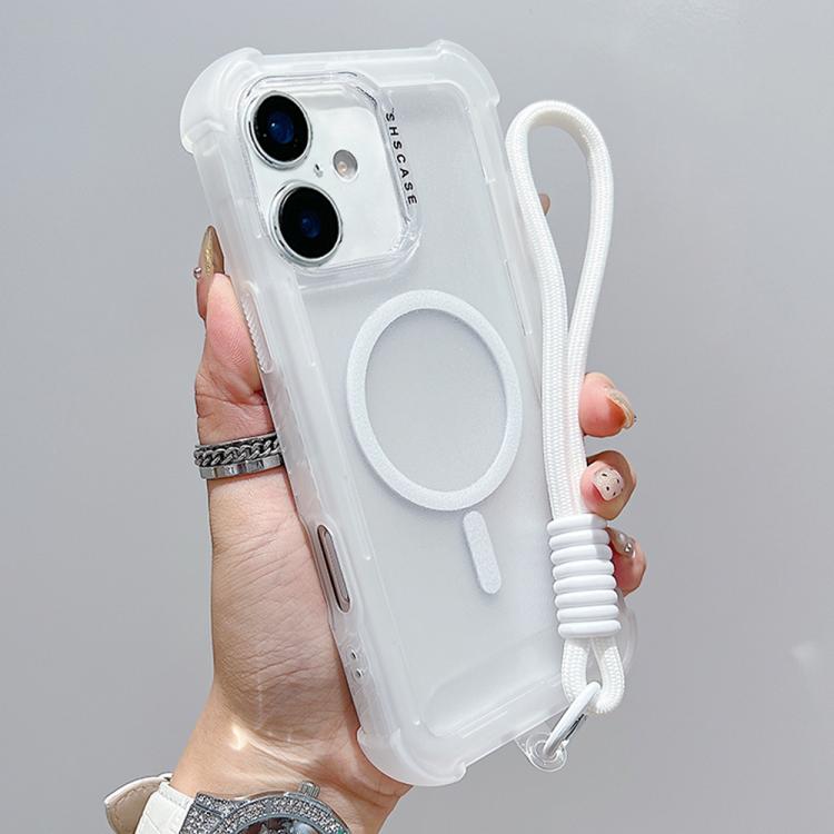 Transparente Matte TPU Hybrid PC 3-in-1 MagSafe Handyhülle mit Handgelenkschlaufe, Für iPhone 17 Pro Max, Für iPhone 17 Pro, Für iPhone 17, Für iPhone Air, Für iPhone 16 Pro Max, Für iPhone 16 Pro, Für iPhone 16 Plus, Für iPhone 16