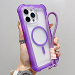 Transparente Matte TPU Hybrid PC 3-in-1 MagSafe Handyhülle mit Handgelenkschlaufe, Für iPhone 15 Pro Max, Für iPhone 15 Pro, Für iPhone 15 Plus, Für iPhone 15, Für iPhone 14 Plus, Für iPhone 14, Für iPhone 14 Pro, Für iPhone 14 Pro Max