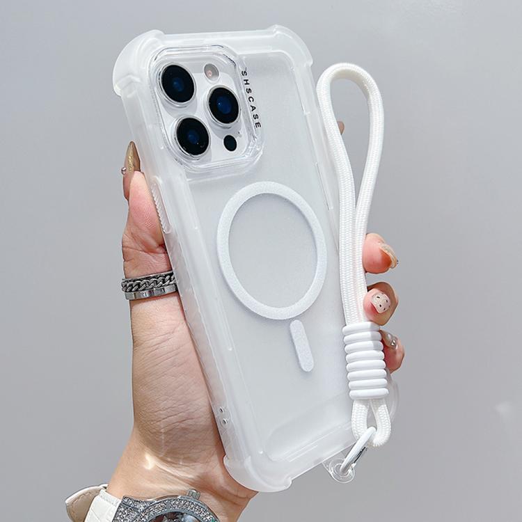 Transparente Matte TPU Hybrid PC 3-in-1 MagSafe Handyhülle mit Handgelenkschlaufe, Für iPhone 15 Pro Max, Für iPhone 15 Pro, Für iPhone 15 Plus, Für iPhone 15, Für iPhone 14 Plus, Für iPhone 14, Für iPhone 14 Pro, Für iPhone 14 Pro Max