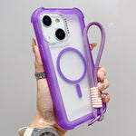 Transparente Matte TPU Hybrid PC 3-in-1 MagSafe Handyhülle mit Handgelenkschlaufe, Für iPhone 13 Pro Max, Für iPhone 13 Pro, Für iPhone 13, Für iPhone 12 Pro Max