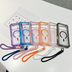 Transparente Matte TPU Hybrid PC 3-in-1 MagSafe Handyhülle mit Handgelenkschlaufe, Für iPhone 15 Pro Max, Für iPhone 15 Pro, Für iPhone 15 Plus, Für iPhone 15, Für iPhone 14 Plus, Für iPhone 14, Für iPhone 14 Pro, Für iPhone 14 Pro Max