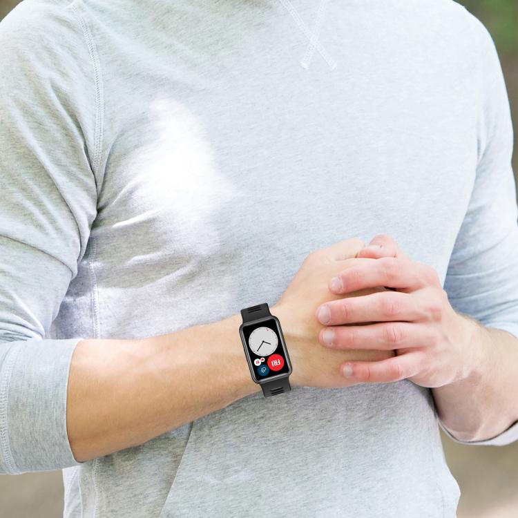 xDfind Dual Color Silver Buckle Silicone Watch Band, For Huawei Watch Fit New