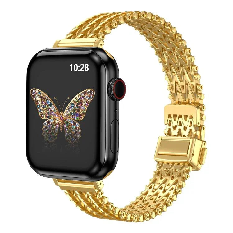 Schlankes Edelstahl-Mesh-Armband mit Magnetverschluss, passend für Apple Watch 46 mm / 49 mm / 45 mm / 44 mm und 42 mm / 41 mm / 40 mm / 38 mm