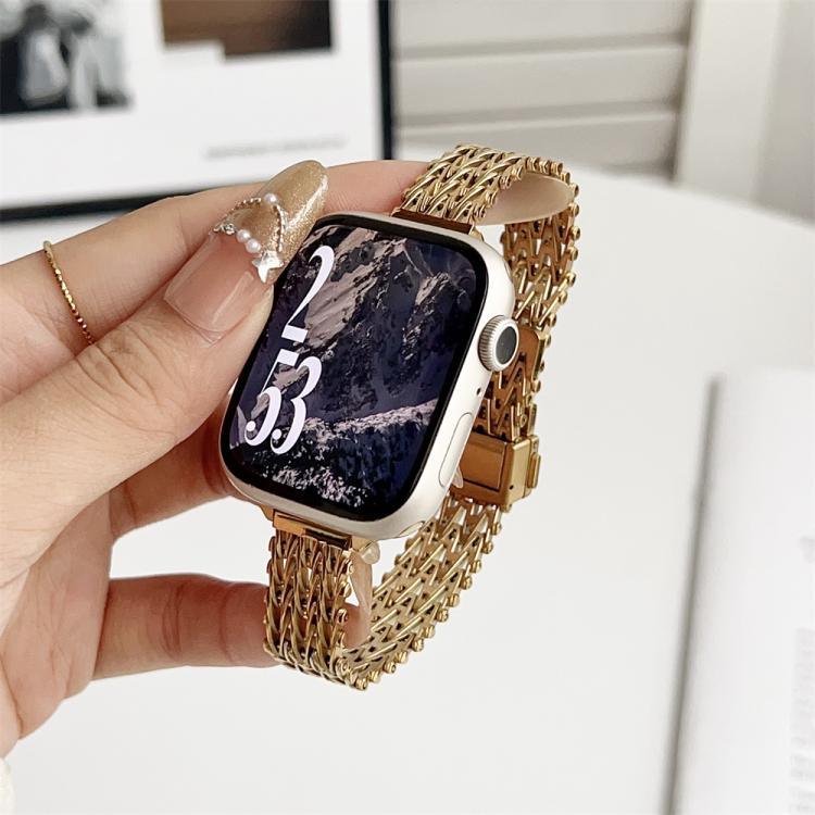 Schlankes Edelstahl-Mesh-Armband mit Magnetverschluss, passend für Apple Watch 46 mm / 49 mm / 45 mm / 44 mm und 42 mm / 41 mm / 40 mm / 38 mm