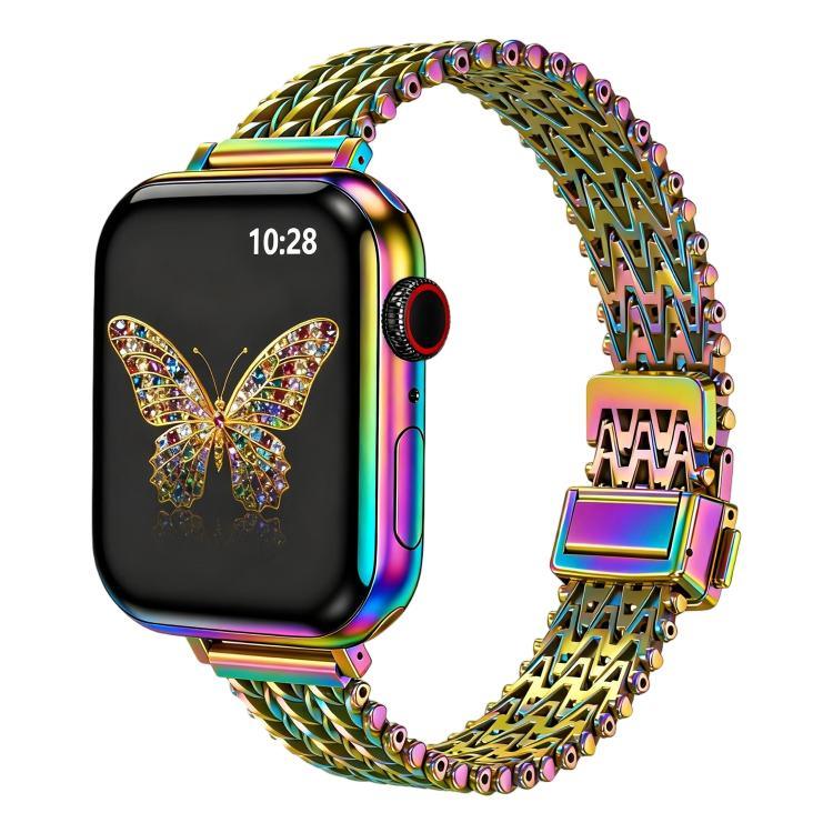 Schlankes Edelstahl-Mesh-Armband mit Magnetverschluss, passend für Apple Watch 46 mm / 49 mm / 45 mm / 44 mm und 42 mm / 41 mm / 40 mm / 38 mm