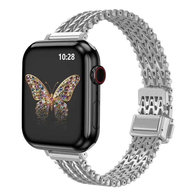 Schlankes Edelstahl-Mesh-Armband mit Magnetverschluss, passend für Apple Watch 46 mm / 49 mm / 45 mm / 44 mm und 42 mm / 41 mm / 40 mm / 38 mm