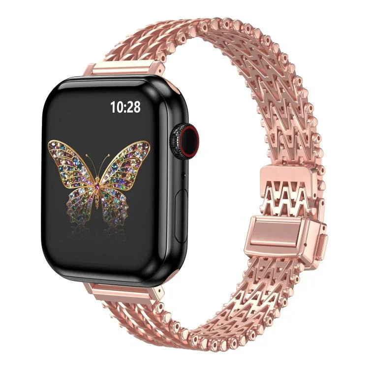 Schlankes Edelstahl-Mesh-Armband mit Magnetverschluss, passend für Apple Watch 46 mm / 49 mm / 45 mm / 44 mm und 42 mm / 41 mm / 40 mm / 38 mm