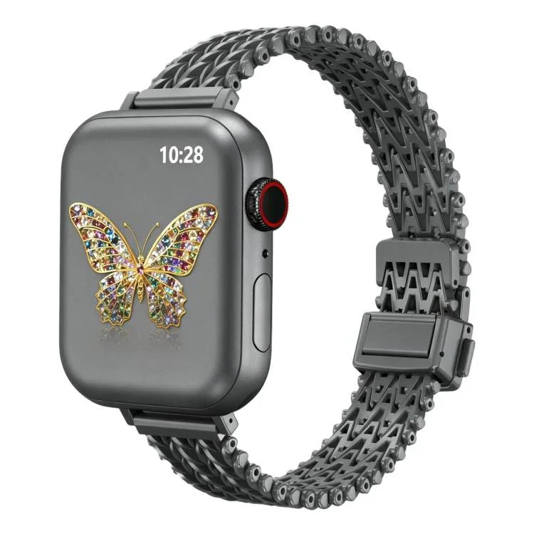 Schlankes Edelstahl-Mesh-Armband mit Magnetverschluss, passend für Apple Watch 46 mm / 49 mm / 45 mm / 44 mm und 42 mm / 41 mm / 40 mm / 38 mm