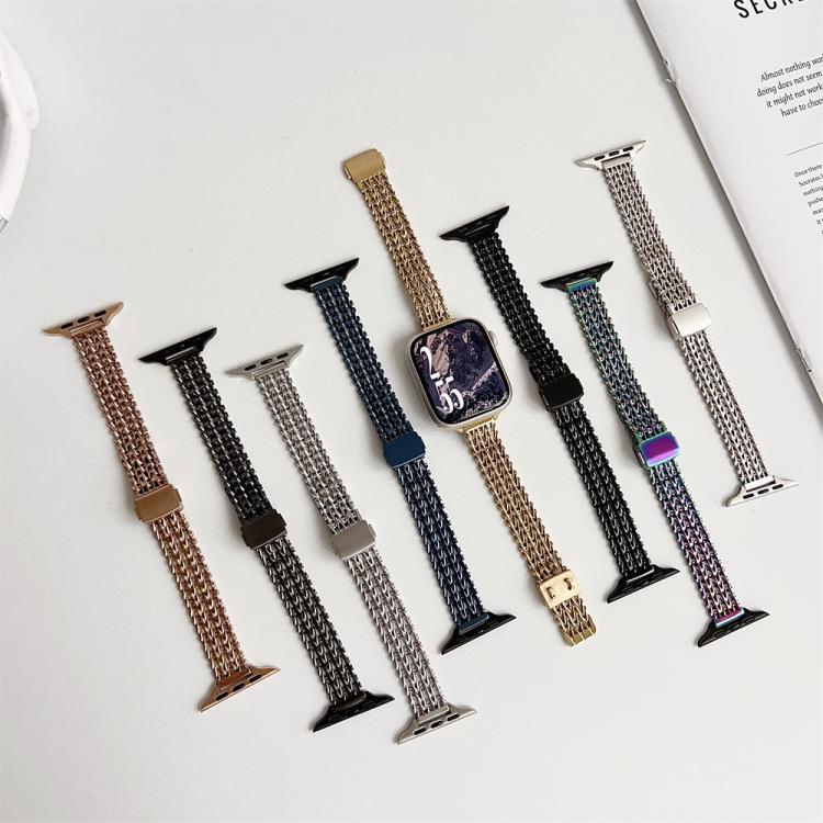 Schlankes Edelstahl-Mesh-Armband mit Magnetverschluss, passend für Apple Watch 46 mm / 49 mm / 45 mm / 44 mm und 42 mm / 41 mm / 40 mm / 38 mm