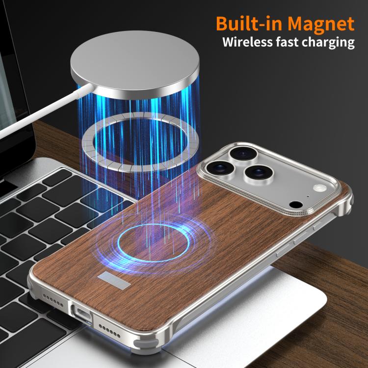 J TRIBE Metallrahmenlose Holzstruktur MagSafe Handyhülle, Für iPhone 17 Pro Max, Für iPhone 17 Pro, Für iPhone 17, Für iPhone Air, Für iPhone 16 Pro Max, Für iPhone 16 Pro, Für iPhone 15 Pro Max, Für iPhone 15 Pro