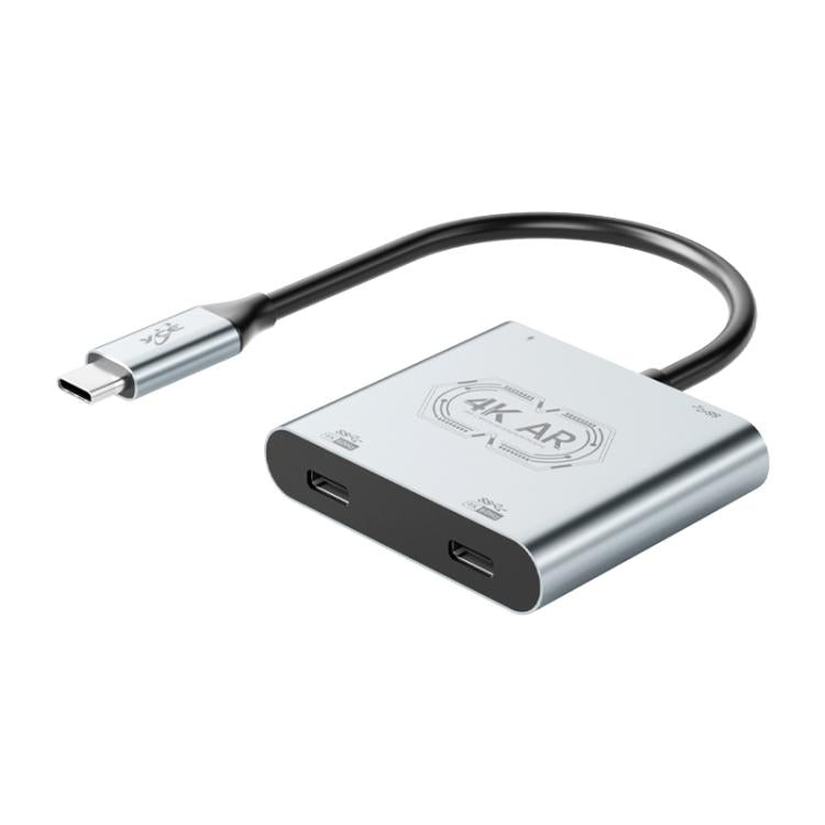 V77G 4K 60Hz USB-C / Typ-C auf Dual Typ-C, PD 100W, USB 3.0 AR Brillen Ladekonverter Adapter