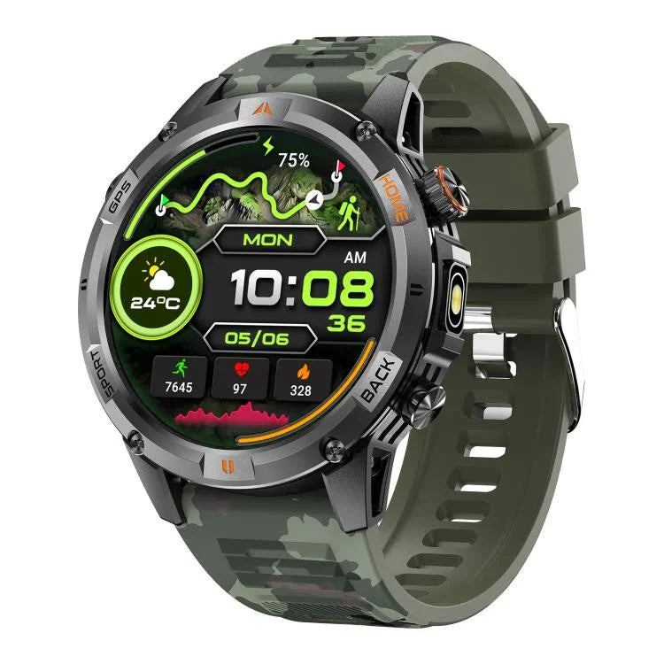 YK15 1,46 Zoll Rundbildschirm Bluetooth Anruf GPS Sport Smartwatch