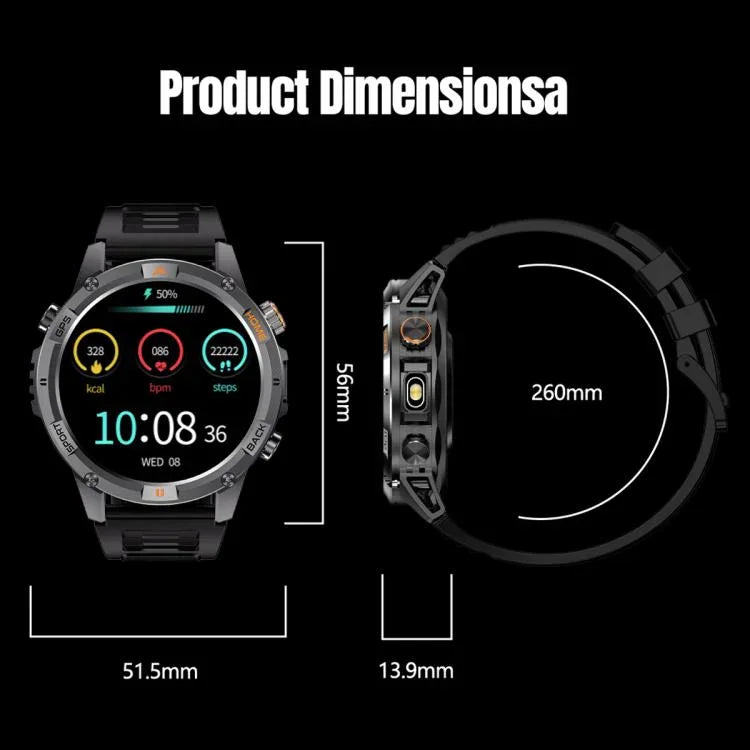 YK15 1,46 Zoll Rundbildschirm Bluetooth Anruf GPS Sport Smartwatch