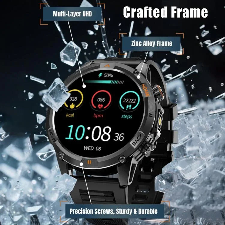 YK15 1,46 Zoll Rundbildschirm Bluetooth Anruf GPS Sport Smartwatch