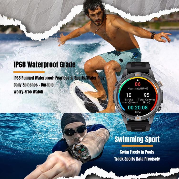 YK15 1,46 Zoll Rundbildschirm Bluetooth Anruf GPS Sport Smartwatch
