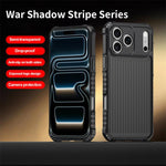War Shadow Stripe Serie Airbag mattierte stoßfeste Handyhülle, Für iPhone 17 Pro Max, Für iPhone 17 Pro