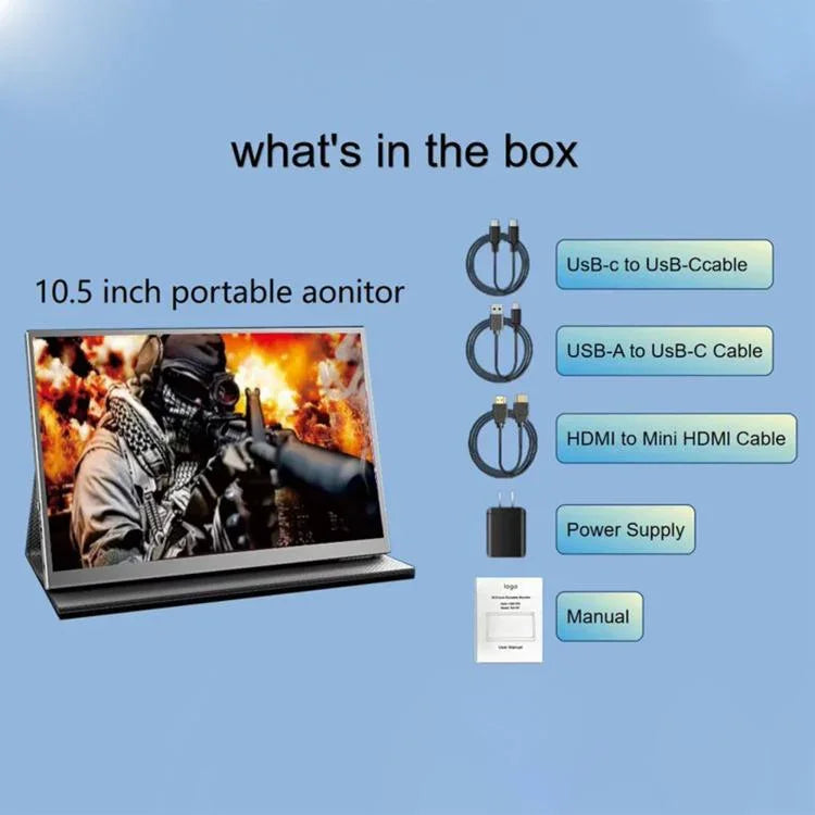 P105A01D 10,5 Zoll IPS Tragbarer Monitor mit HD / Typ-C Erweiterung, US-Stecker, 10,5 Zoll