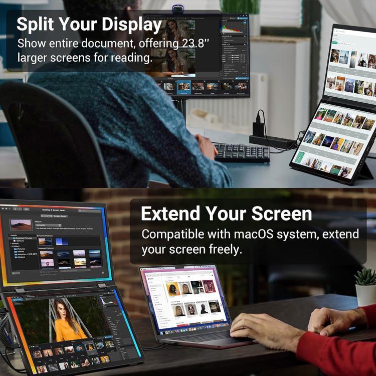S156P31D 15,6 Zoll 1080P Dual Screen faltbarer tragbarer Monitor mit Halterung, 15,6 Zoll 1080P