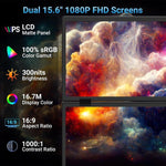 S156P31D 15,6 Zoll 1080P Dual Screen faltbarer tragbarer Monitor mit Halterung, 15,6 Zoll 1080P