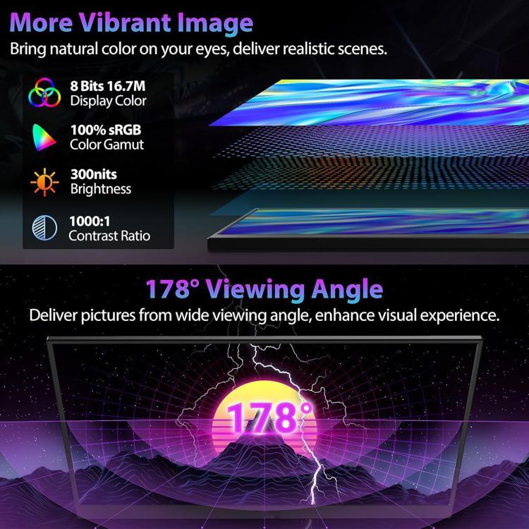 P161Q10G 16,1 Zoll 2.5K Tragbarer Monitor 144Hz Erweiterter Bildschirm, 16,1 Zoll 2.5K 144Hz